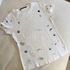 Artistic Splatter Short Sleeve Tee - White